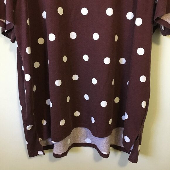 Gothic Minnie Mouse White Polka Dot on Burgundy Long High Low Tee - Picture 5 of 15